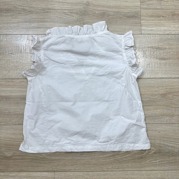 Avara White Sleeveless Ruffle V-Neck Casual Chic Blouse Top Cotton Women's Small - Picture 5 of 7